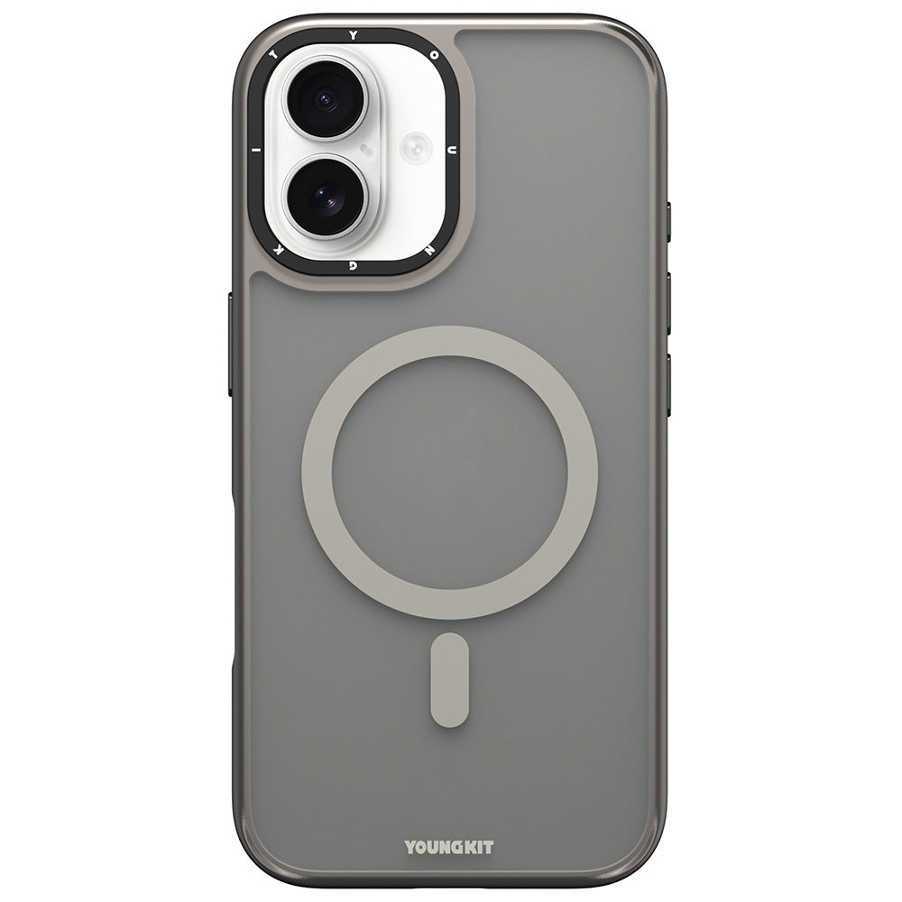 iPhone 16 Kılıf M-safe Şarj Özellikli Cam Arka Yüzey TPU Youngkit Gemstone Serisi Kılıf