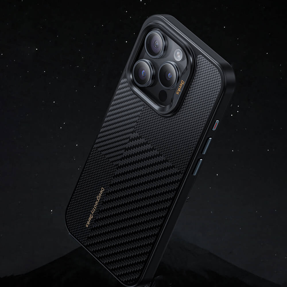 iPhone 16 Kılıf M-safe Şarj Özellikli Karbon Fiber Benks Montage Hybrid ArmorPro Kevlar Kılıf