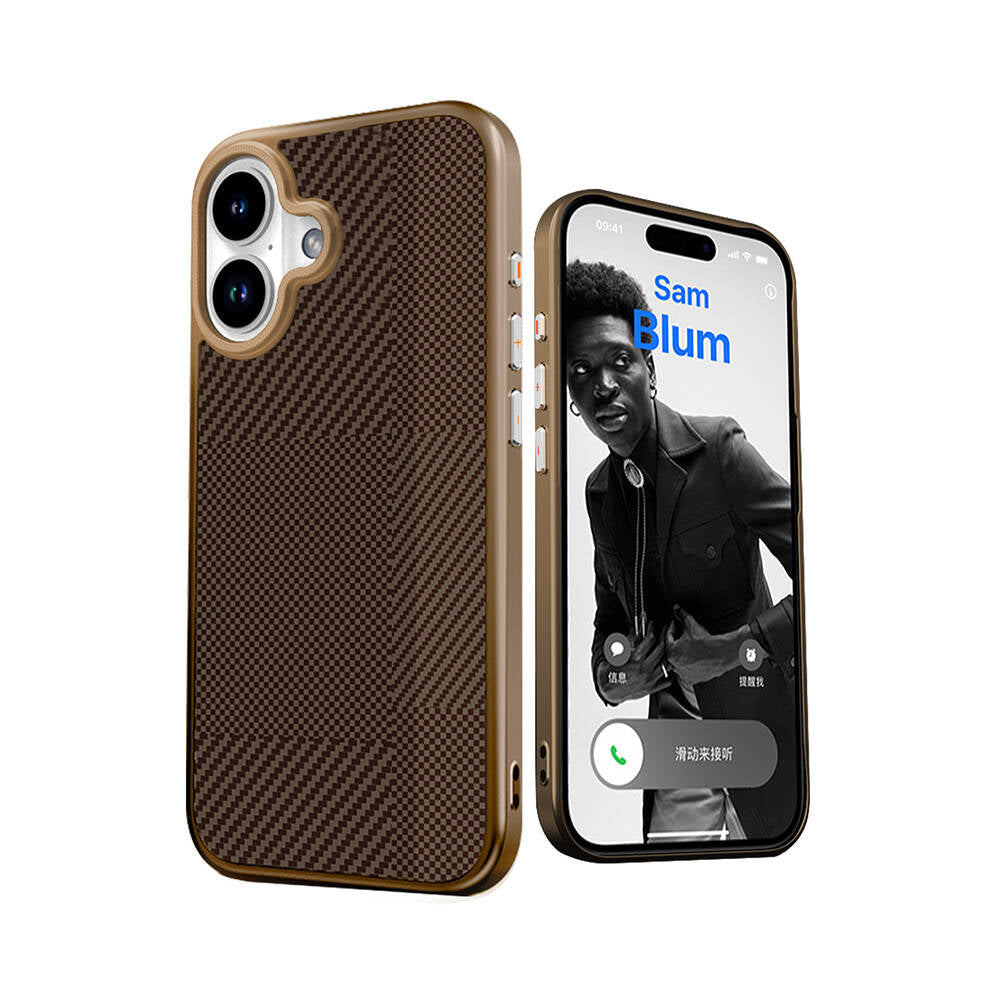 iPhone 16 Kılıf M-safe Şarj Özellikli Karbon Fiber Desenli Mutural Montage Kılıf