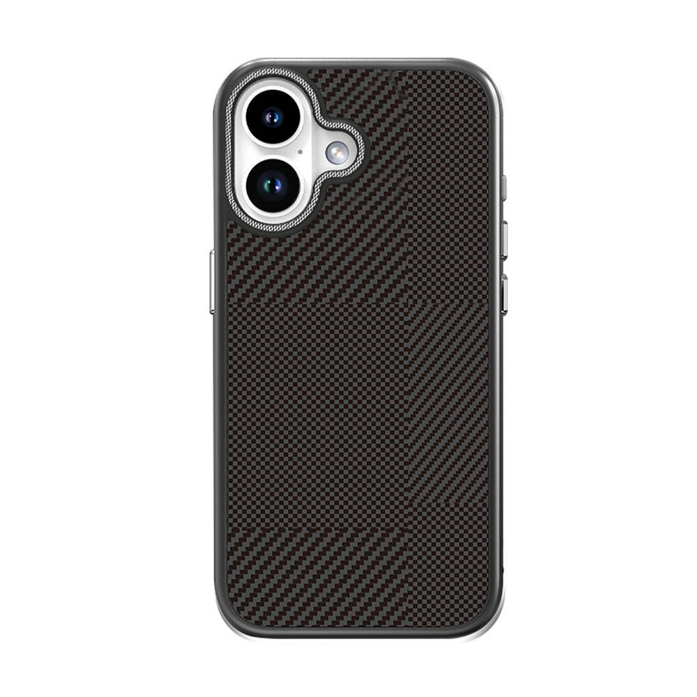 iPhone 16 Kılıf M-safe Şarj Özellikli Karbon Fiber Desenli Mutural Montage Kılıf