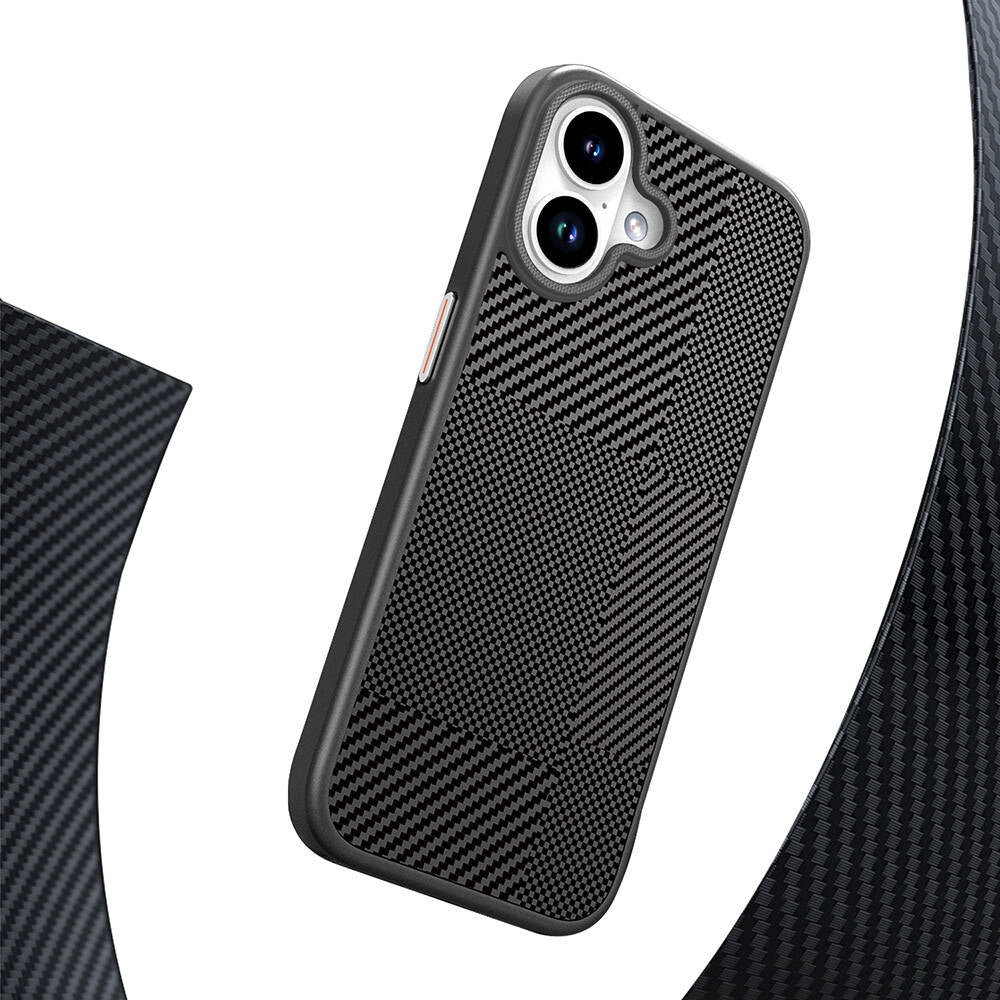 iPhone 16 Kılıf M-safe Şarj Özellikli Karbon Fiber Desenli Mutural Montage Kılıf