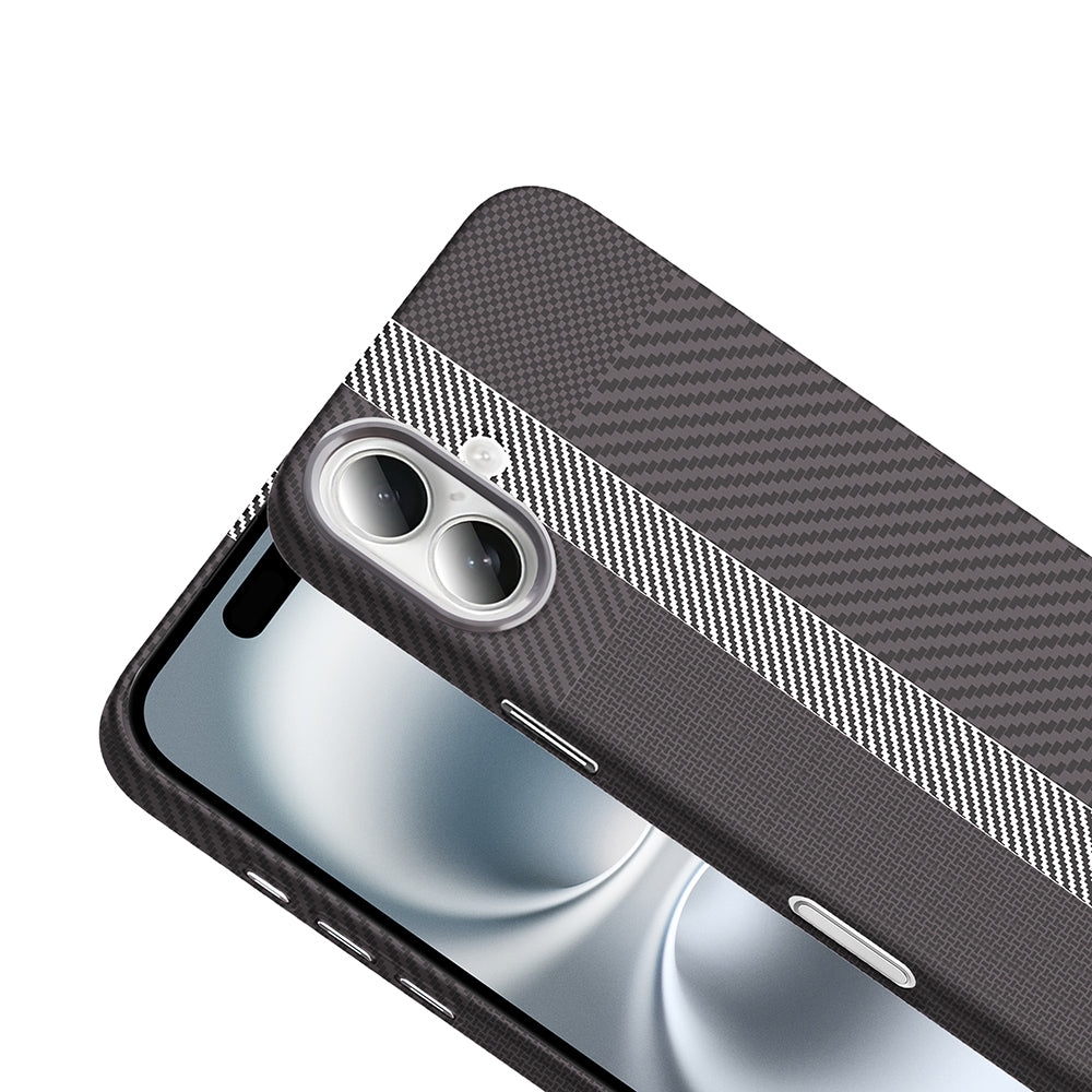 iPhone 16 Kılıf M-safe Şarj Özellikli Karbon Fiber Görünümlü Zore Gros Kılıf
