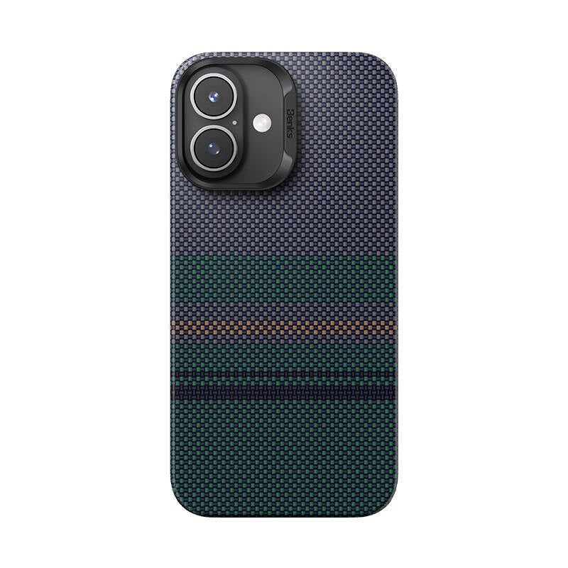 iPhone 16 Kılıf M-safe Şarj Özellikli Karbon Fiber Tasarımlı Benks Aurora ArmorAir Kevlar Kılıf