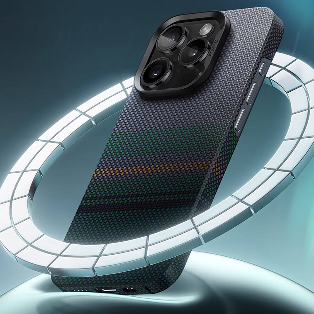 iPhone 16 Kılıf M-safe Şarj Özellikli Karbon Fiber Tasarımlı Benks Aurora ArmorAir Kevlar Kılıf