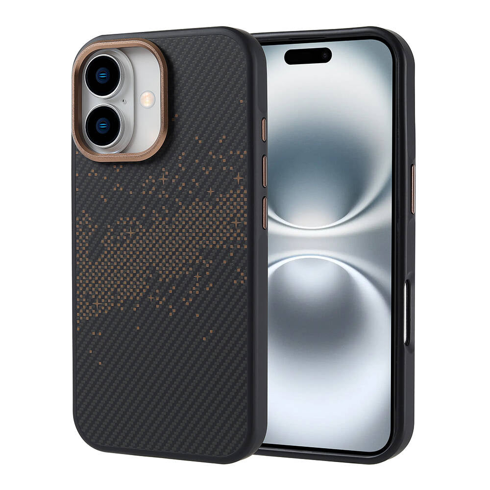 iPhone 16 Kılıf M-safe Şarj Özellikli Karbon Fiber Tasarımlı Zore Vave Kılıf