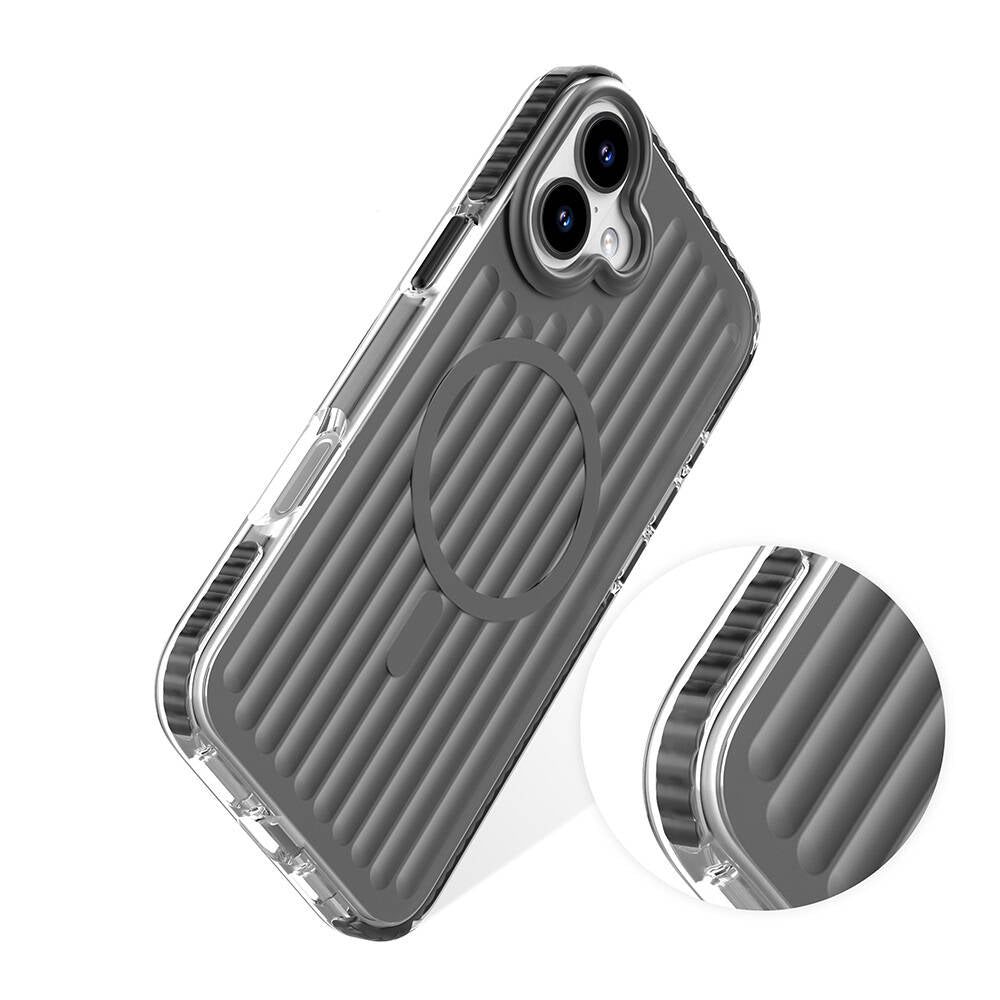 iPhone 16 Kılıf M-safe Şarj Özellikli Oyuklu Tasarım Mutural Bumpy Clear Kılıf