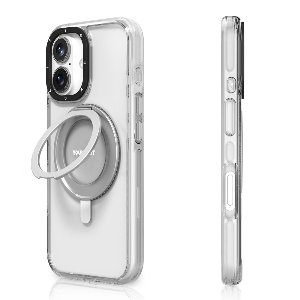 iPhone 16 Kılıf M-safe Şarj Özellikli Parmak Ring Standlı Youngkit Pivot Serisi Kılıf