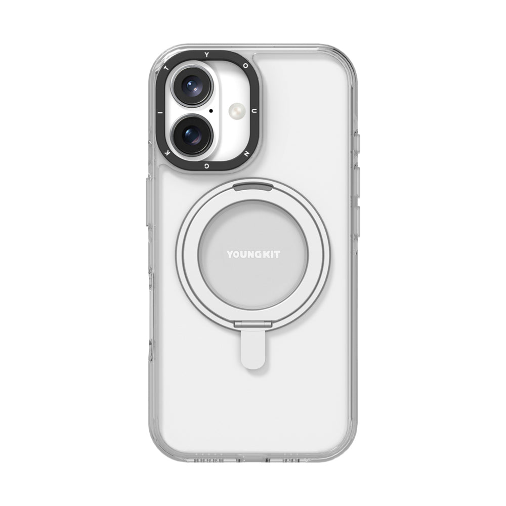 iPhone 16 Kılıf M-safe Şarj Özellikli Parmak Ring Standlı Youngkit Pivot Serisi Kılıf