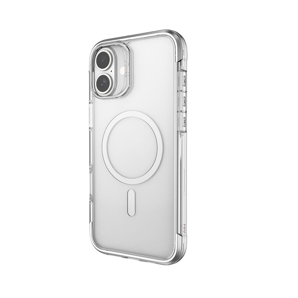 iPhone 16 Kılıf M-safe Şarj Özellikli Raptic Air Serisi Airbag Tasarımlı Metal Köşelikli Şeffaf Kılıf