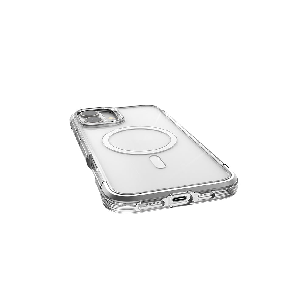 iPhone 16 Kılıf M-safe Şarj Özellikli Raptic Air Serisi Airbag Tasarımlı Metal Köşelikli Şeffaf Kılıf
