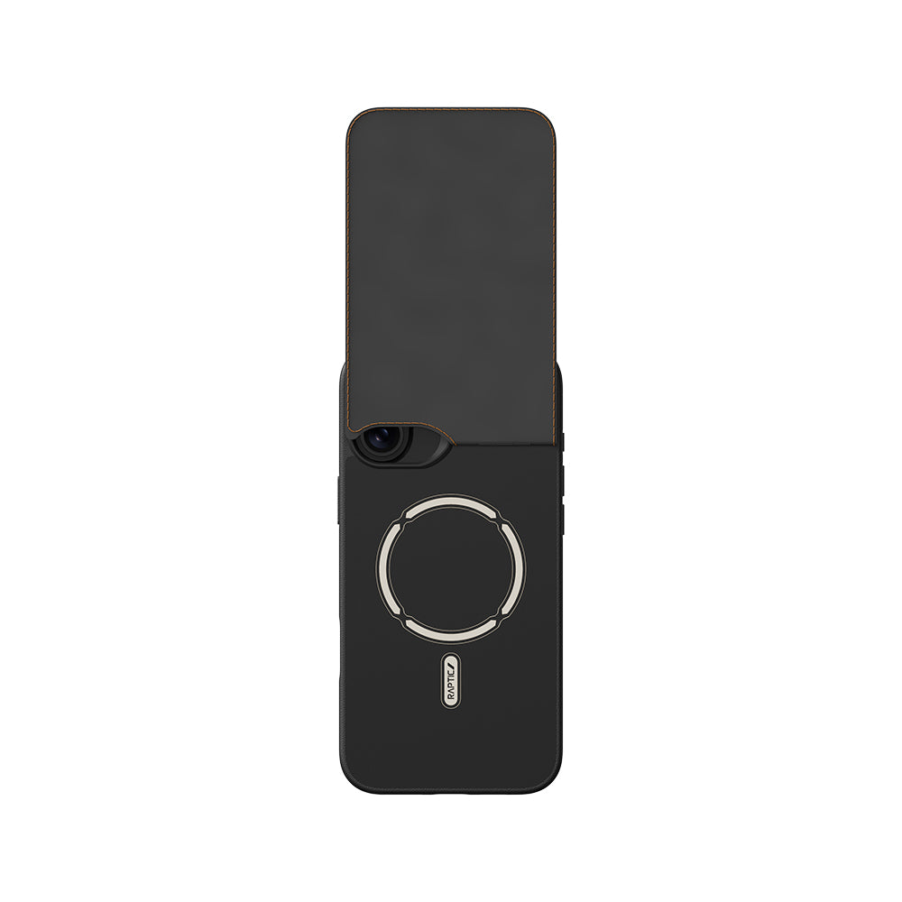 iPhone 16 Kılıf M-safe Şarj Özellikli Raptic Slim Wallet Serisi Deri Görünümlü Kartlıklı Standlı Kılıf