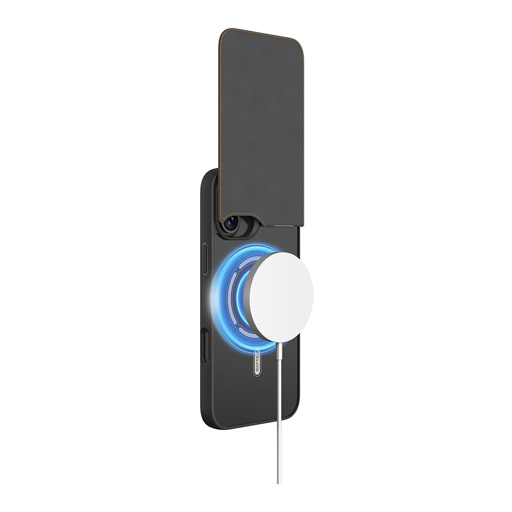 iPhone 16 Kılıf M-safe Şarj Özellikli Raptic Slim Wallet Serisi Deri Görünümlü Kartlıklı Standlı Kılıf