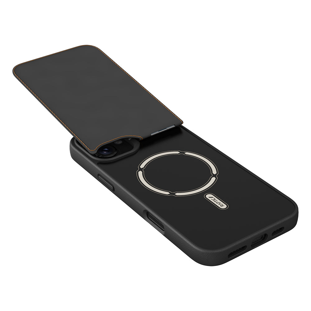 iPhone 16 Kılıf M-safe Şarj Özellikli Raptic Slim Wallet Serisi Deri Görünümlü Kartlıklı Standlı Kılıf