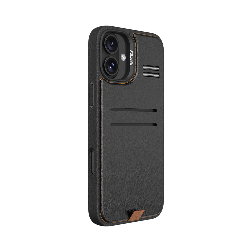 iPhone 16 Kılıf M-safe Şarj Özellikli Raptic Slim Wallet Serisi Deri Görünümlü Kartlıklı Standlı Kılıf