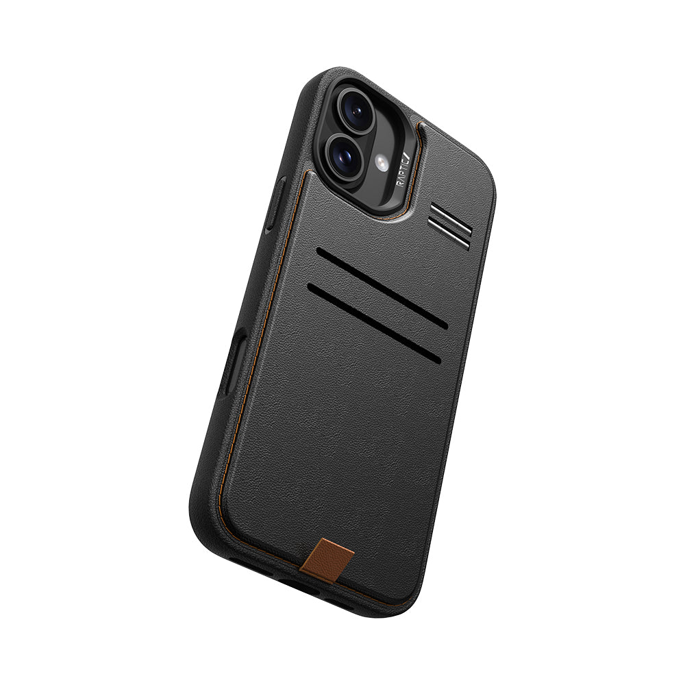 iPhone 16 Kılıf M-safe Şarj Özellikli Raptic Slim Wallet Serisi Deri Görünümlü Kartlıklı Standlı Kılıf