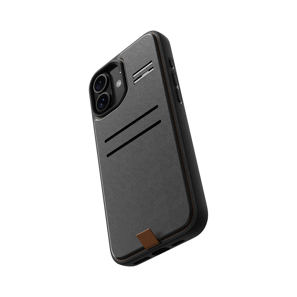 iPhone 16 Kılıf M-safe Şarj Özellikli Raptic Slim Wallet Serisi Deri Görünümlü Kartlıklı Standlı Kılıf