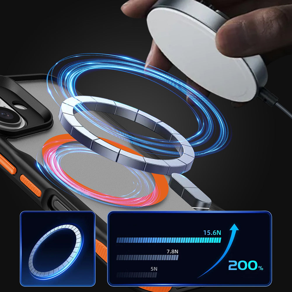 iPhone 16 Kılıf M-safe Şarj Özellikli Renkli Kenar Airbag Şeritli Zore Lamer Kılıf