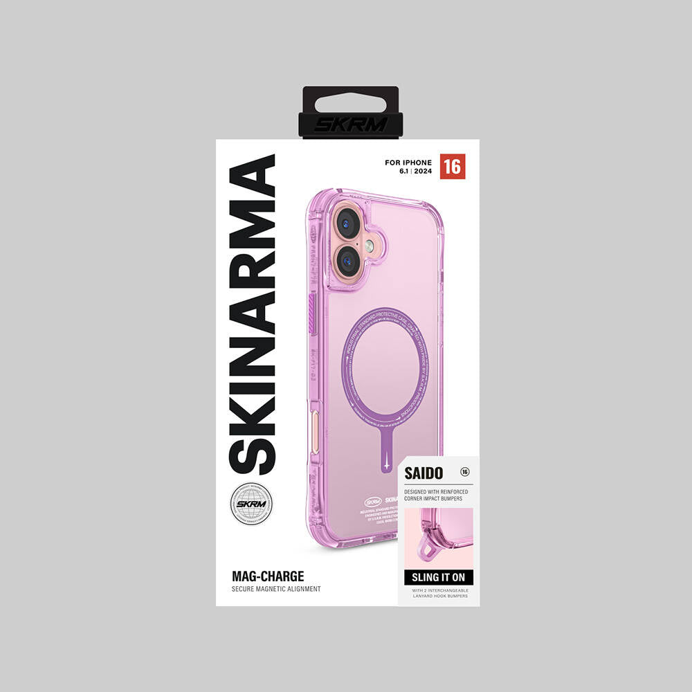 iPhone 16 Kılıf M-safe Şarj Özellikli Şeffaf Airbag Tasarımlı Skinarma Saido Kılıf