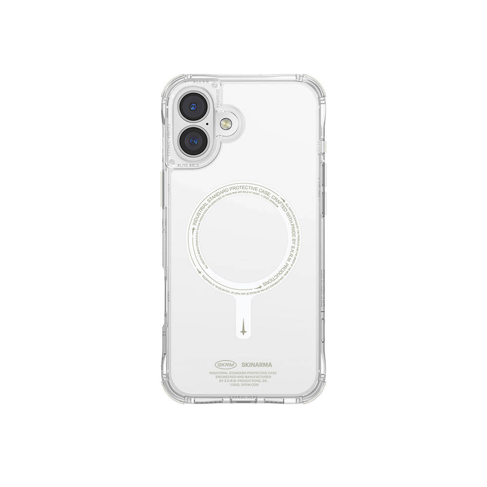 iPhone 16 Kılıf M-safe Şarj Özellikli Şeffaf Airbag Tasarımlı Skinarma Saido Nightglow Kılıf