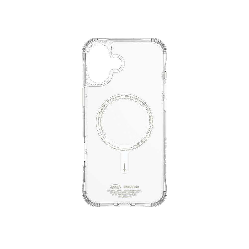 iPhone 16 Kılıf M-safe Şarj Özellikli Şeffaf Airbag Tasarımlı Skinarma Saido Nightglow Kılıf