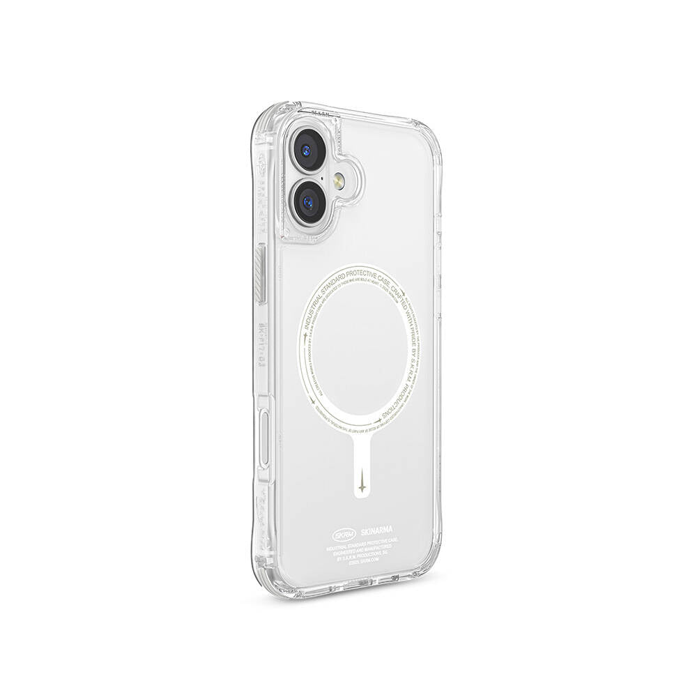 iPhone 16 Kılıf M-safe Şarj Özellikli Şeffaf Airbag Tasarımlı Skinarma Saido Nightglow Kılıf