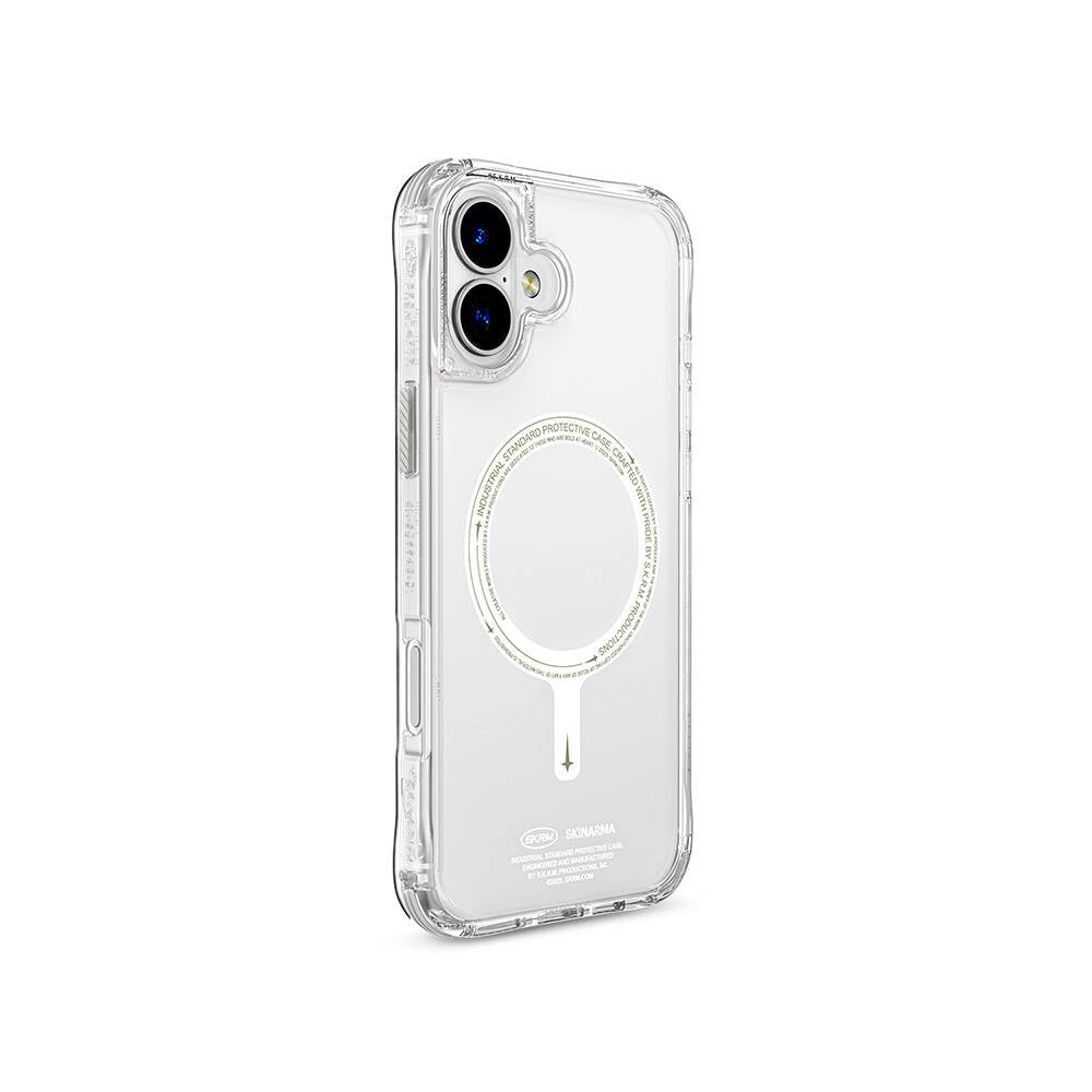 iPhone 16 Kılıf M-safe Şarj Özellikli Şeffaf Airbag Tasarımlı Skinarma Saido Nightglow Kılıf