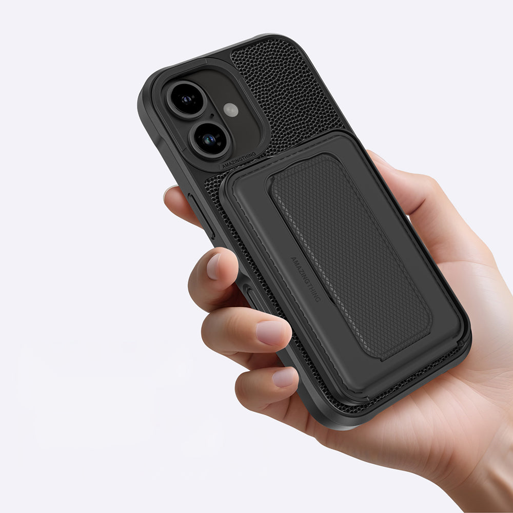 iPhone 16 Kılıf M-safe Şarj Özellikli Standlı Kartlıklı Set Amazingthing Glamour Luxe Serisi Kılıf