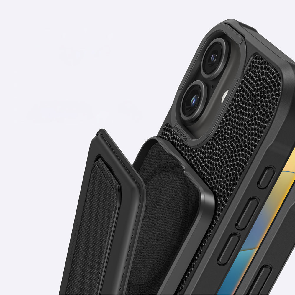 iPhone 16 Kılıf M-safe Şarj Özellikli Standlı Kartlıklı Set Amazingthing Glamour Luxe Serisi Kılıf