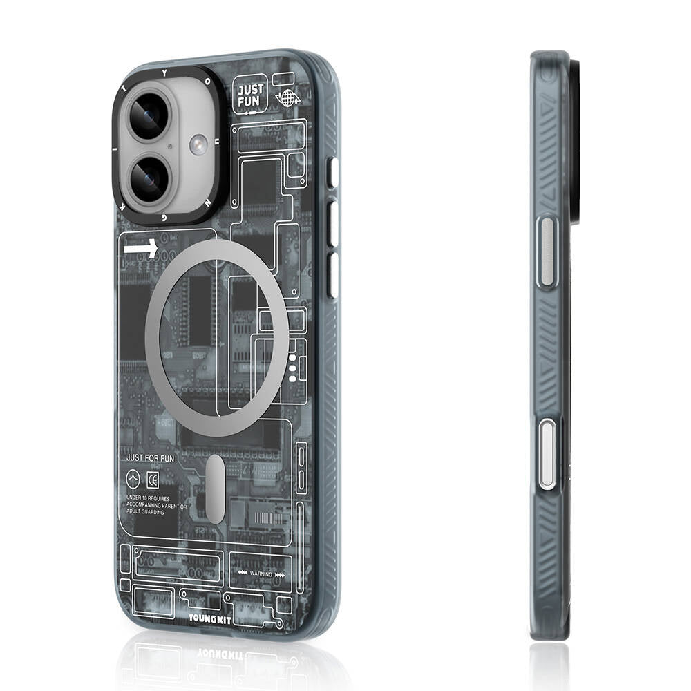 iPhone 16 Kılıf M-safe Şarj Özellikli Youngkit Technology Serisi Kılıf