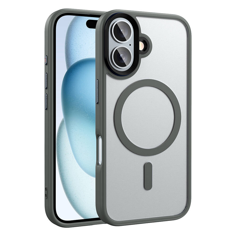 iPhone 16 Kılıf Mat Arka Yüzey Wireless Şarj Özellikli Zore Flet M-safe Kılıf