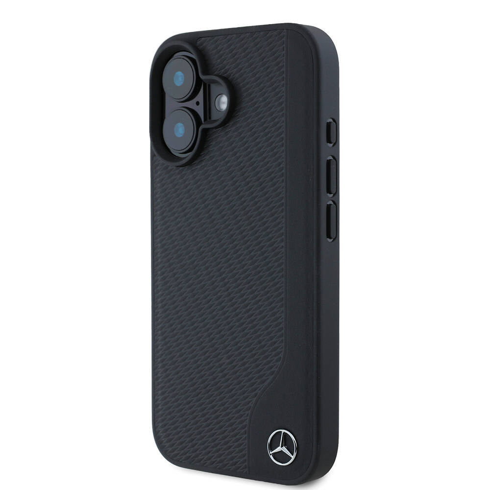 iPhone 16 Kılıf Mercedes Benz Orijinal Lisanslı M-safe Şarj Özellikli 3D Metal Logolu Wood Imitation Deri Kılıf