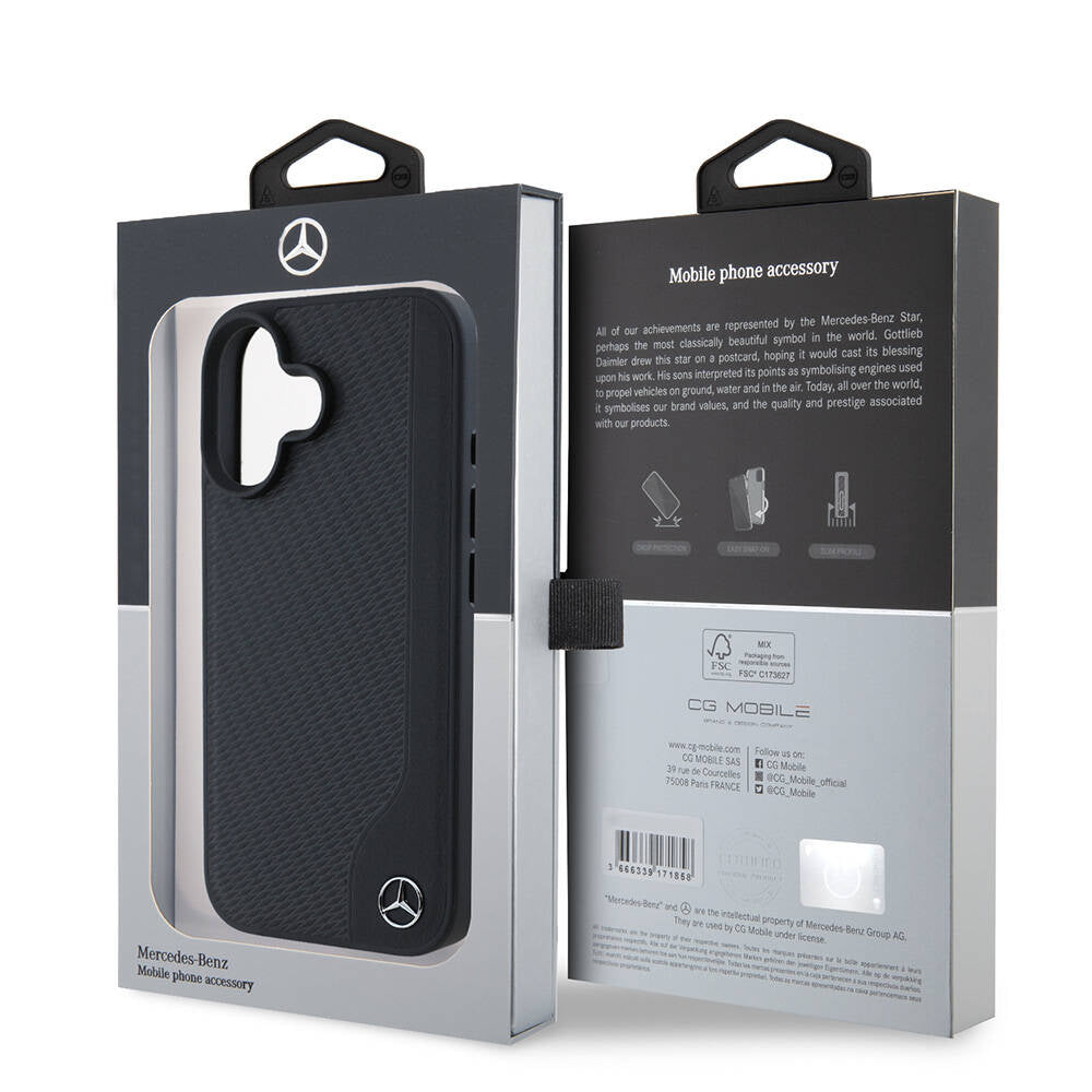 iPhone 16 Kılıf Mercedes Benz Orijinal Lisanslı M-safe Şarj Özellikli 3D Metal Logolu Wood Imitation Deri Kılıf