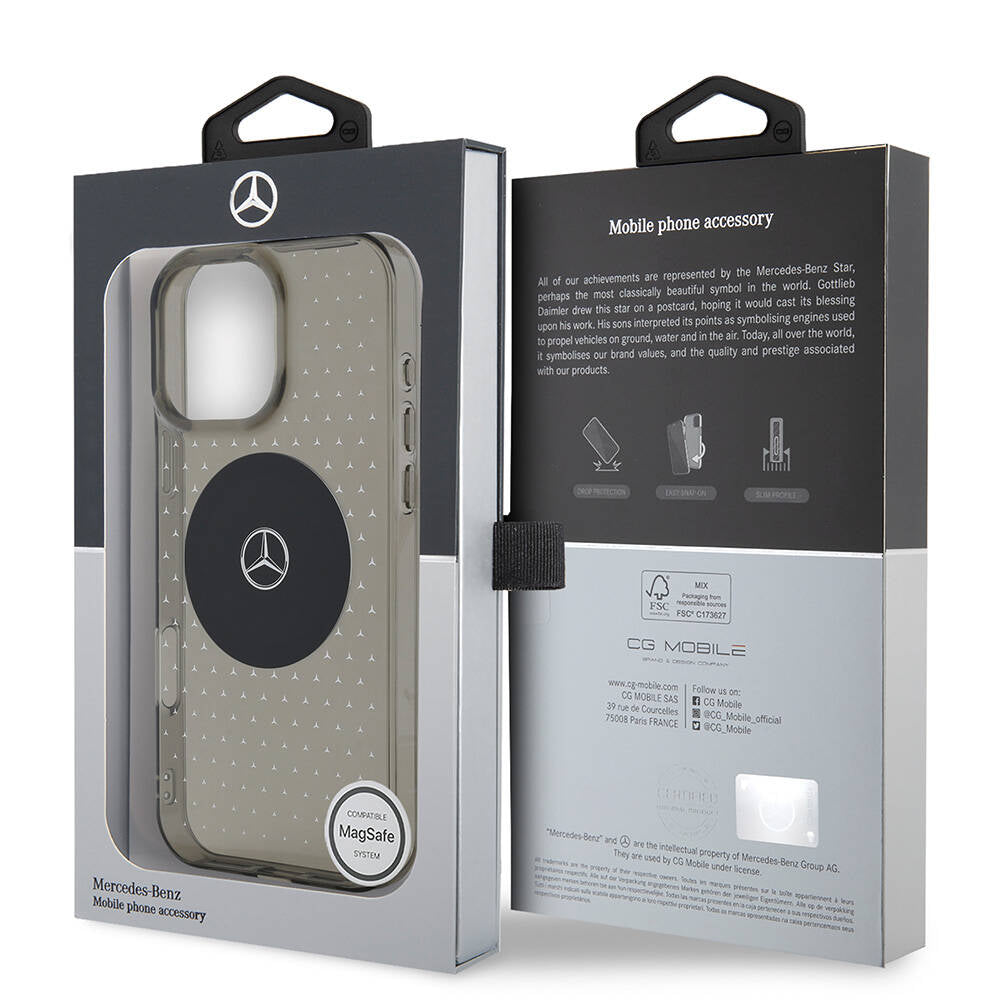 iPhone 16 Pro Max Kılıf Mercedes Benz Orijinal Lisanslı M-safe Şarj Özellikli Yıldız Desenli Transparan Kılıf