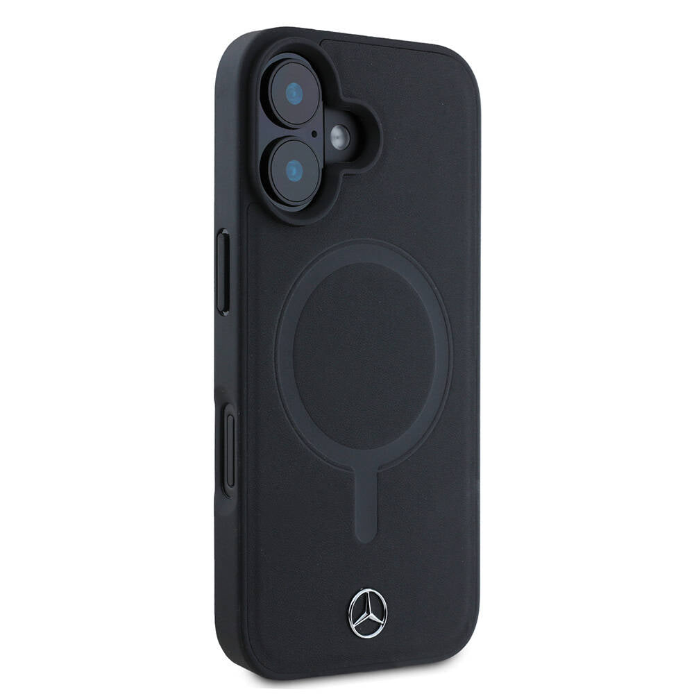 iPhone 16 Kılıf Mercedes Benz Orijinal Lisanslı M-safe Şarj Özellikli Metal Yıldız Logolu Sade Pürüzsüz Deri Kılıf