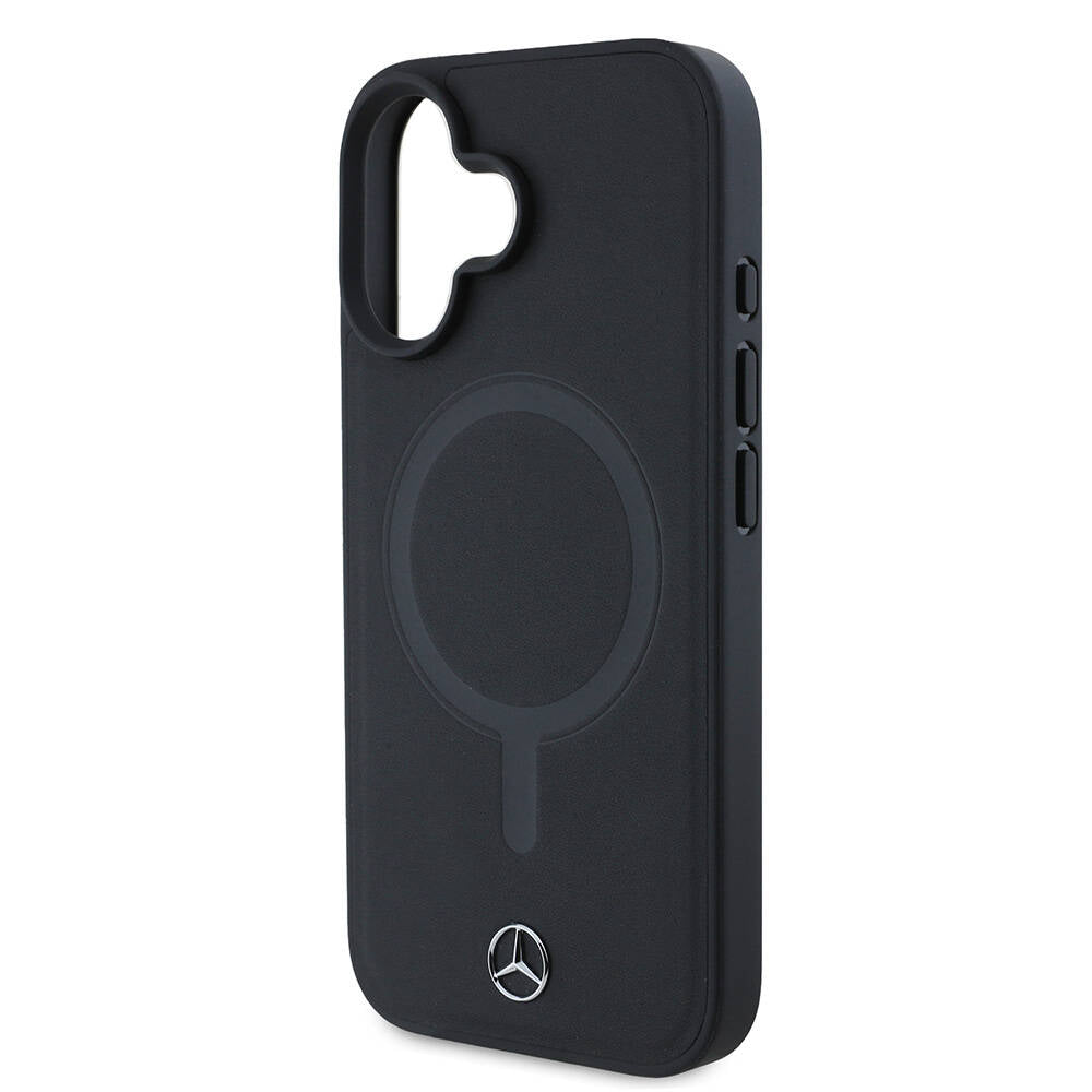 iPhone 16 Kılıf Mercedes Benz Orijinal Lisanslı M-safe Şarj Özellikli Metal Yıldız Logolu Sade Pürüzsüz Deri Kılıf