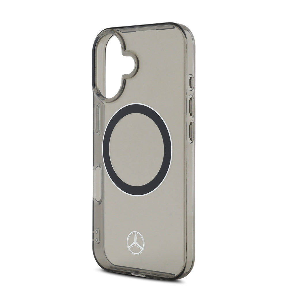 iPhone 16 Kılıf Mercedes Benz Orijinal Lisanslı M-safe Şarj Özellikli Saydam Yüzey Silver Ring Kılıf