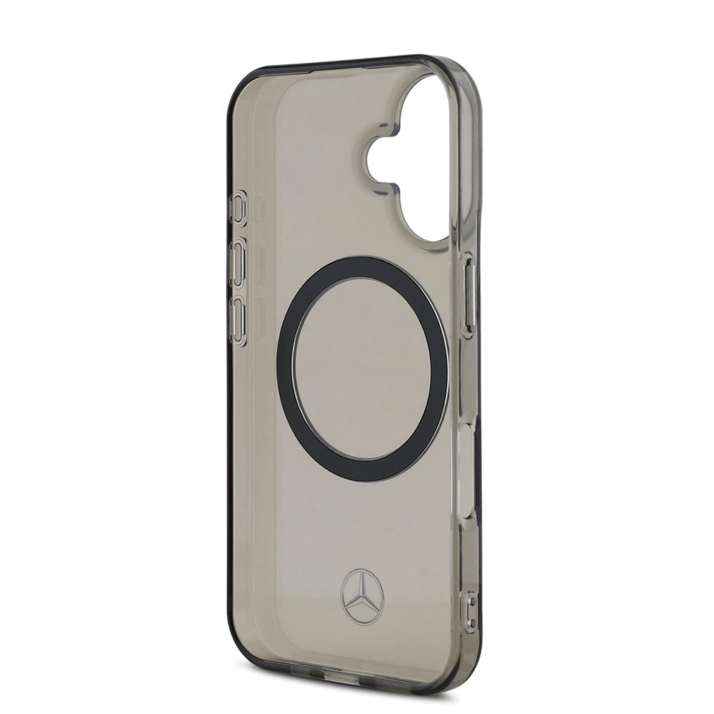 iPhone 16 Kılıf Mercedes Benz Orijinal Lisanslı M-safe Şarj Özellikli Saydam Yüzey Silver Ring Kılıf