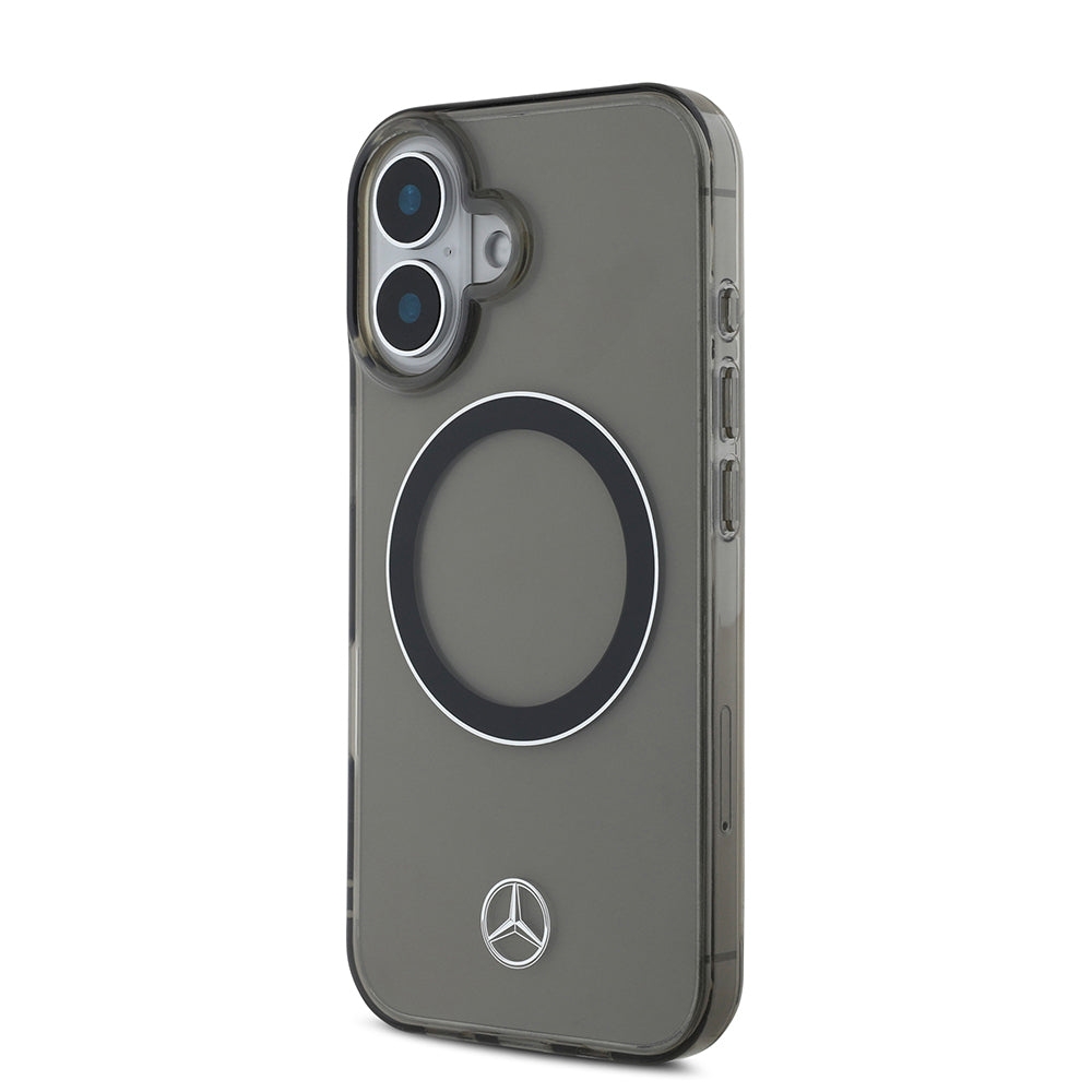 iPhone 16 Kılıf Mercedes Benz OrijinalLisanslı M-safe Şarj Özellikli Saydam Yüzey Silver Ring Kılıf