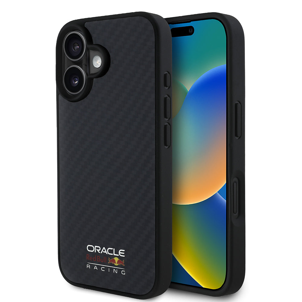 iPhone 16 Kılıf Redbull Orijinal Lisanslı M-safe Şarj Özellikli Karbon Fiber Tasarımlı Parlayan Logolu Kılıf