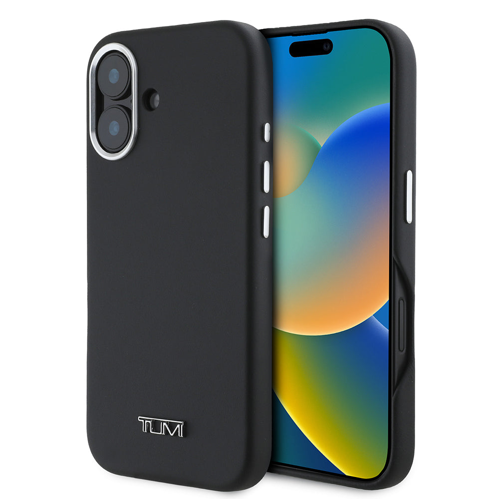 iPhone 16 Kılıf TUMI Orijinal Lisanslı M-safe Şarj Özellikli Metal Yazı Logolu PU Deri Kılıf