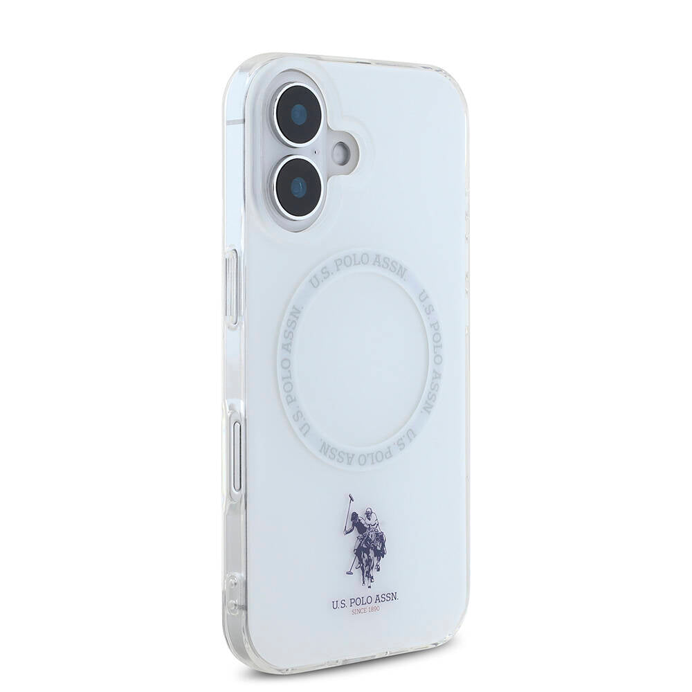 iPhone 16 Kılıf U.S. Polo Assn. Orijinal Lisanslı M-safe Şarj Özellikli IML Double Horse Logolu Ring Kılıf