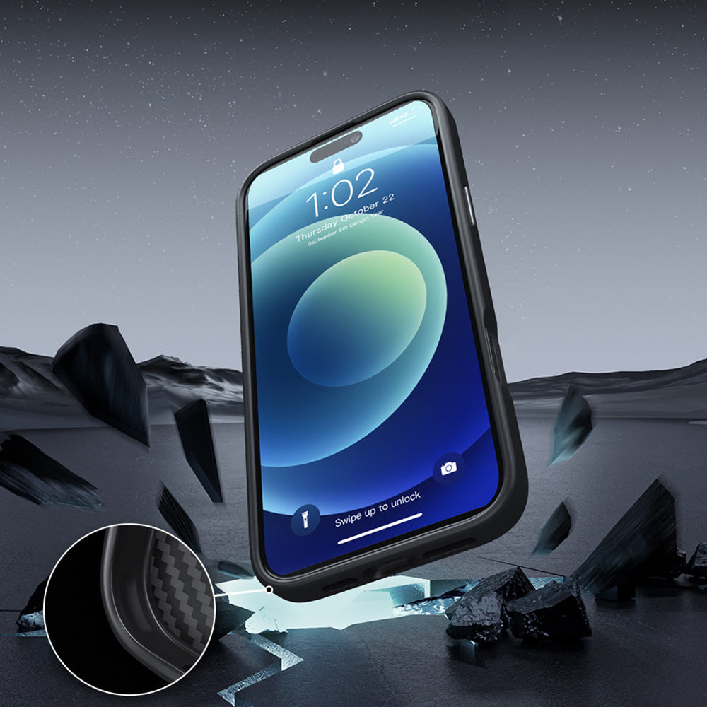 iPhone 16 Kılıf Wiwu DCC-205 M-safe Şarj Özellikli Aramid Fiber Tasarım Kevlar Kılıf