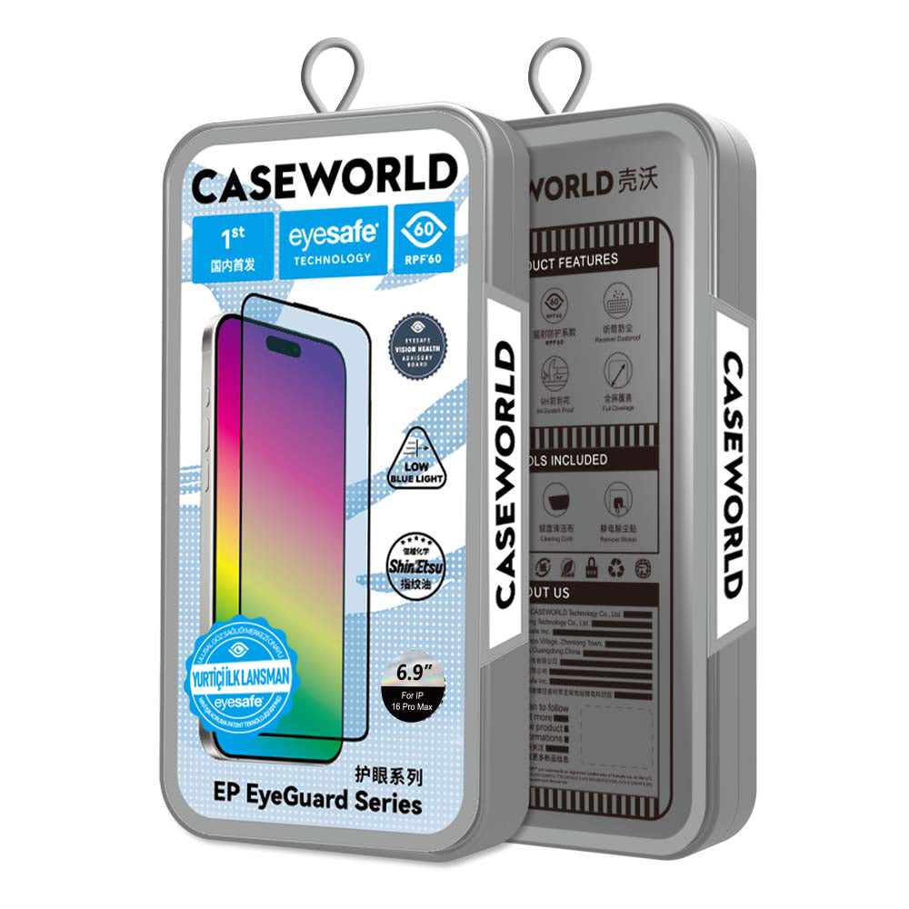 iPhone 16 Plus CaseWorld EyeGuard Serisi 2.5D Eyesafe Teknolojili Cam Ekran Koruyucu