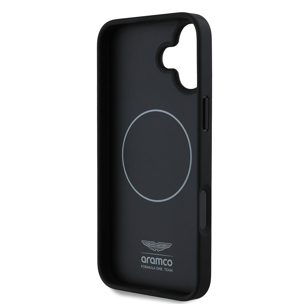 iPhone 16 Plus Kılıf Aston Martin Orijinal Lisanslı M-safe Şarj Özellikli PU Deri Alonso 14 Baskılı Kılıf