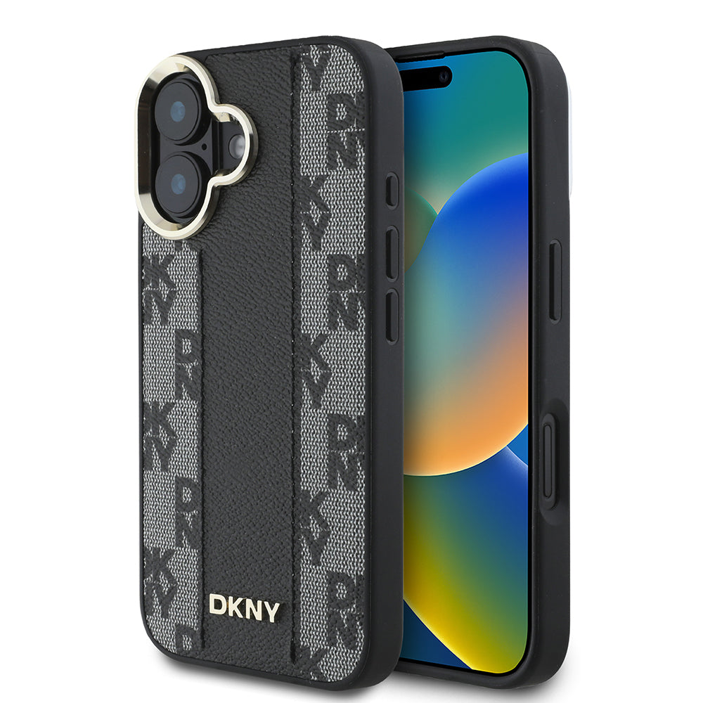 iPhone 16 Plus Kılıf DKNY Orijinal Lisanslı M-safe Şarj Özellikli 3D Yazılı Checkered Pattern Kılıf
