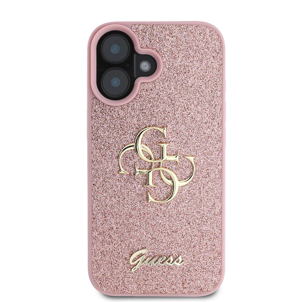 iPhone 16 Plus Kılıf Guess Orijinal Lisanslı 4G Büyük Metal Logolu Glitter Kılıf