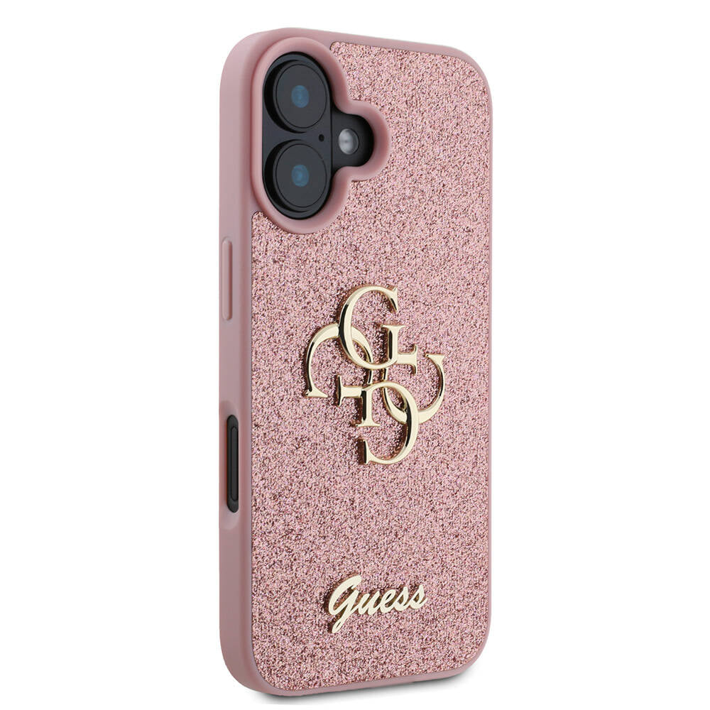 iPhone 16 Plus Kılıf Guess Orijinal Lisanslı 4G Büyük Metal Logolu Glitter Kılıf