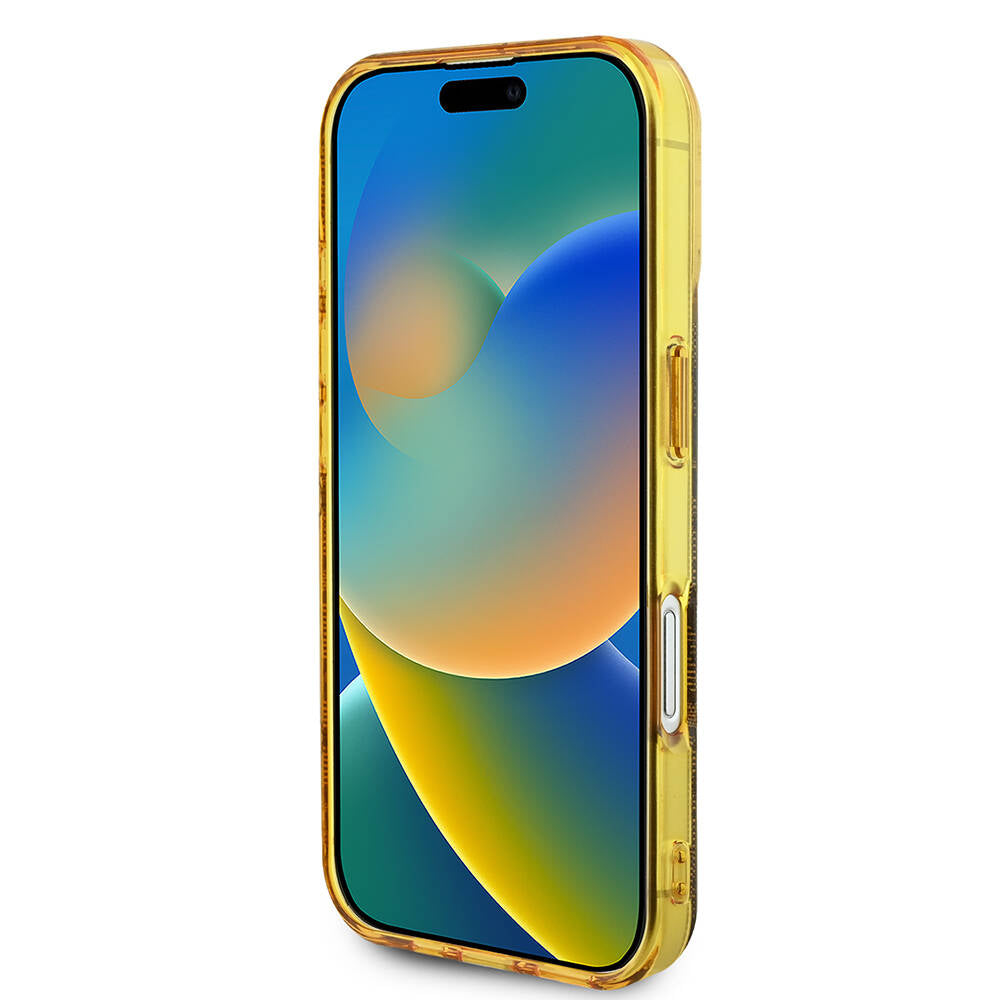 iPhone 16 Plus Kılıf Guess Orijinal Lisanslı M-safe Şarj Özellikli 4G Desenli IML Yazı Logolu Peony Kılıf