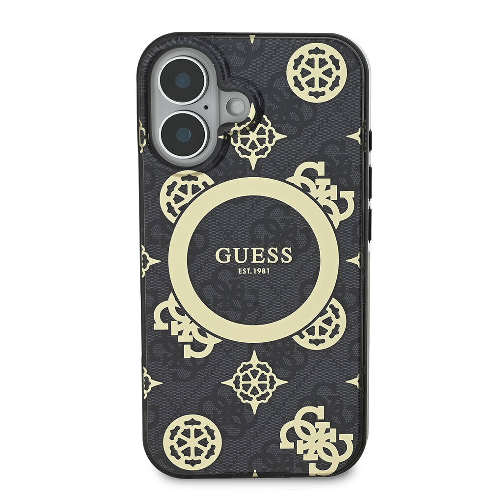 iPhone 16 Plus Kılıf Guess Orijinal Lisanslı M-safe Şarj Özellikli 4G Desenli IML Yazı Logolu Peony Kılıf