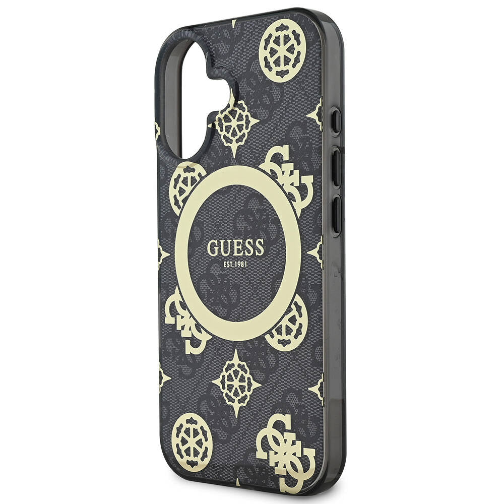 iPhone 16 Plus Kılıf Guess Orijinal Lisanslı M-safe Şarj Özellikli 4G Desenli IML Yazı Logolu Peony Kılıf
